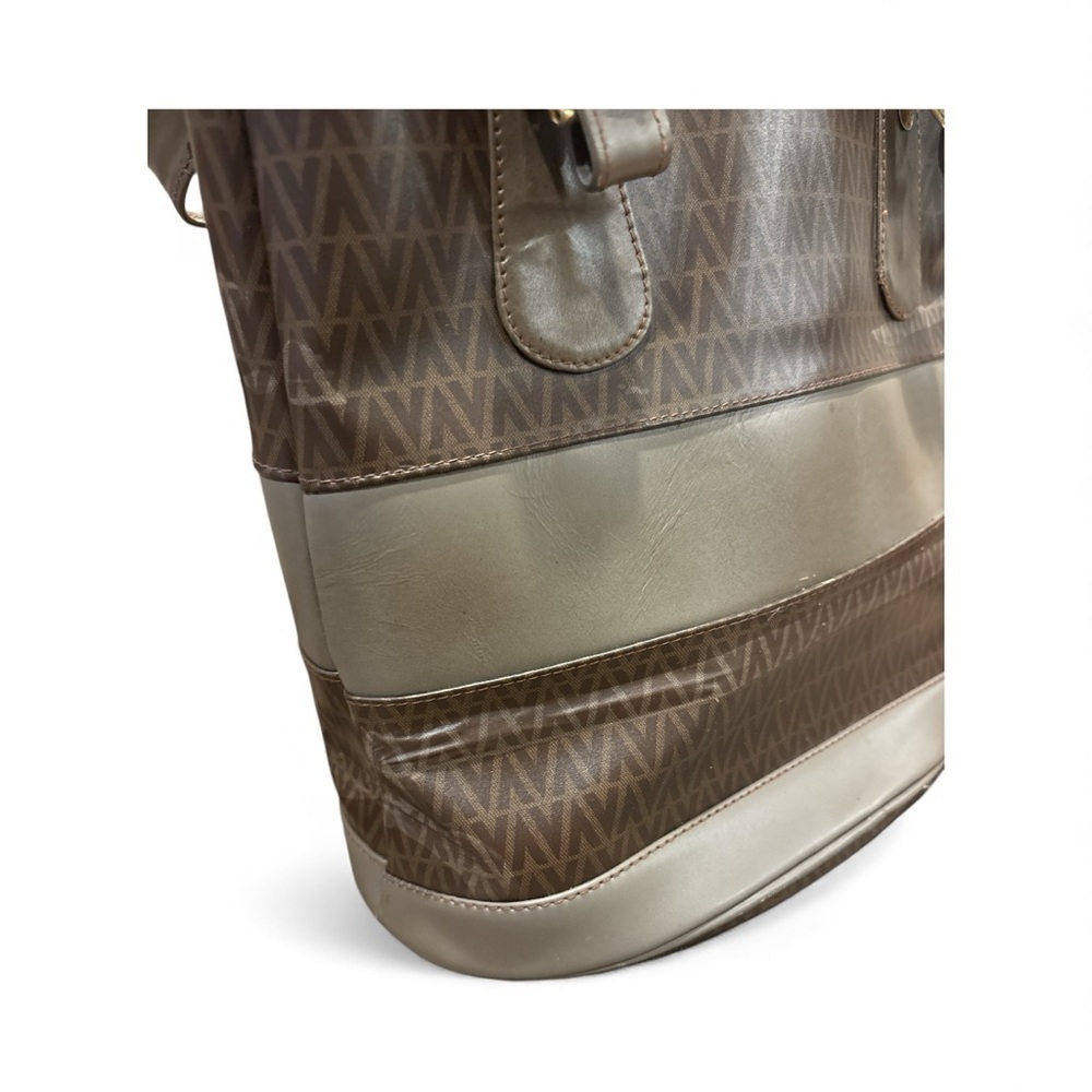 Mario Valentino Brown Monogram Tote with Attached Pouch - Picture 4 of 9